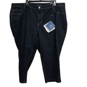 A3 Denim Capri Pants Women's Plus Size 24W Blue Dark Wash Stretch NEW